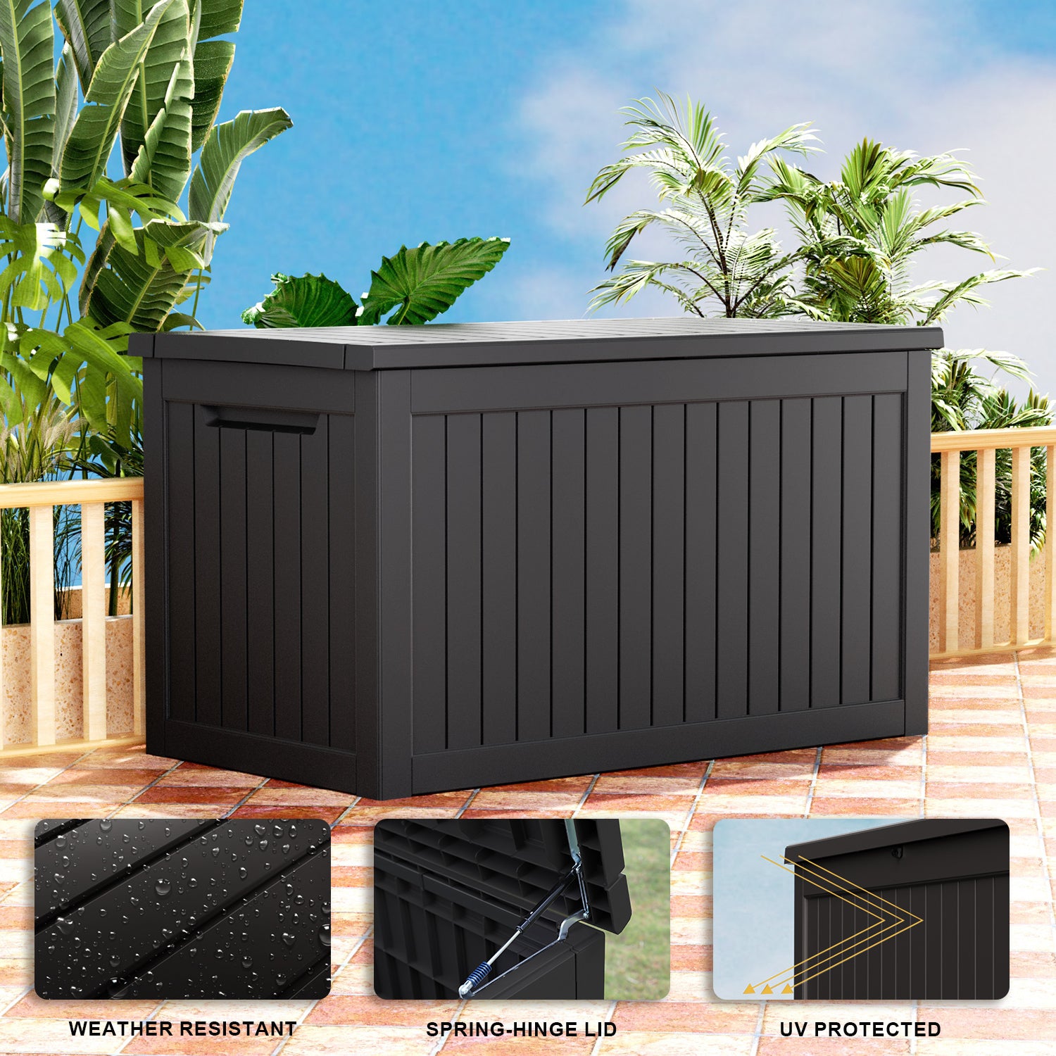 Vbal 230 Gallon recyclable eco-friendly resin material storage Deck Box