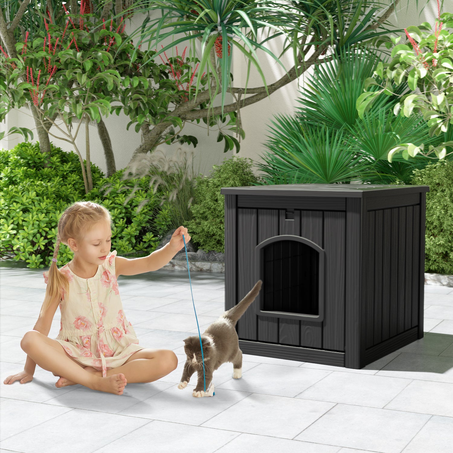 Cat Litter Box Furniture,Cat Washroom Litter Box Enclosure,Wooden Cat House Nightstand End Table,Indoor Cat Furniture Cabinet Pet Crate Black