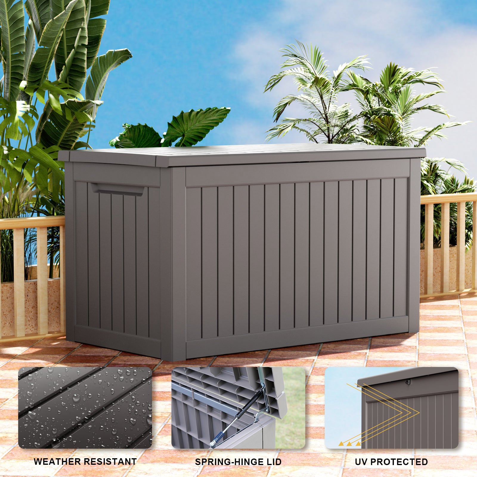 230 Gallon recyclable eco-friendly resin material storage Deck Box