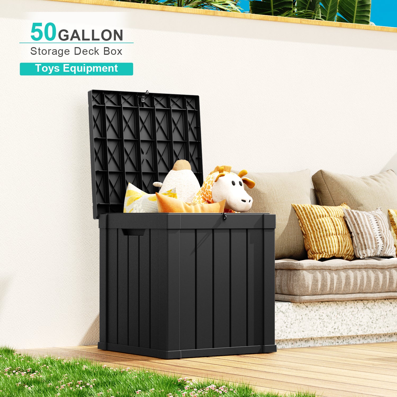 50 Gallon recyclable eco-friendly resin material storage Deck Box