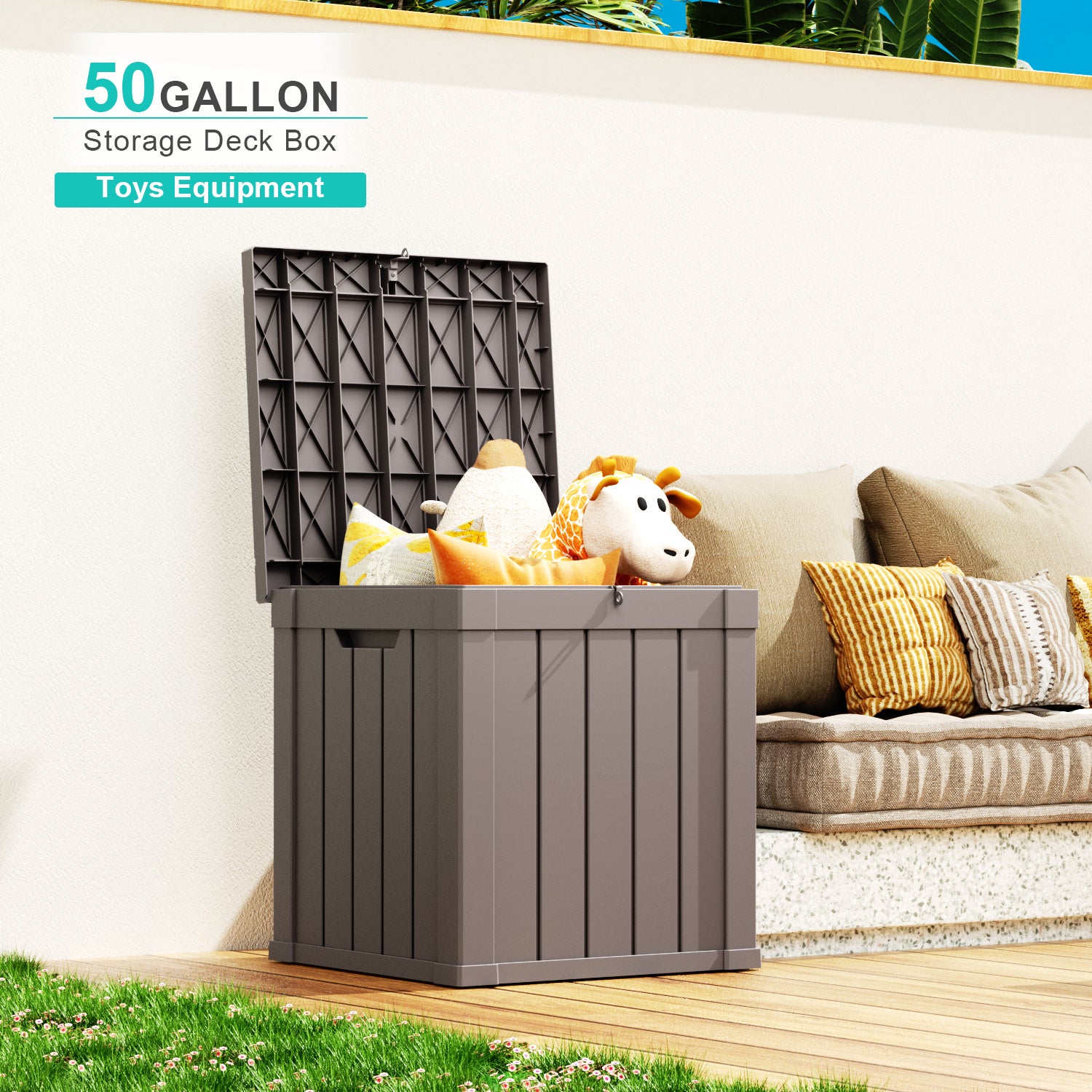 50 Gallon recyclable eco-friendly resin material storage Deck Box