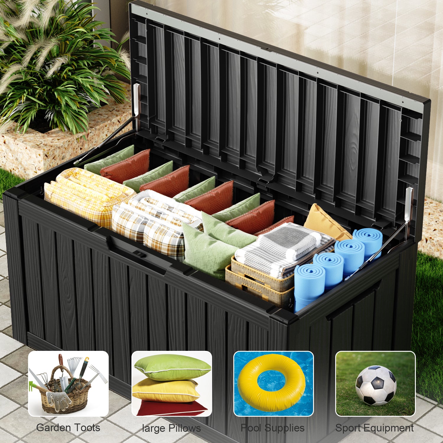 80 Gallon recyclable eco-friendly resin material storage Deck Box