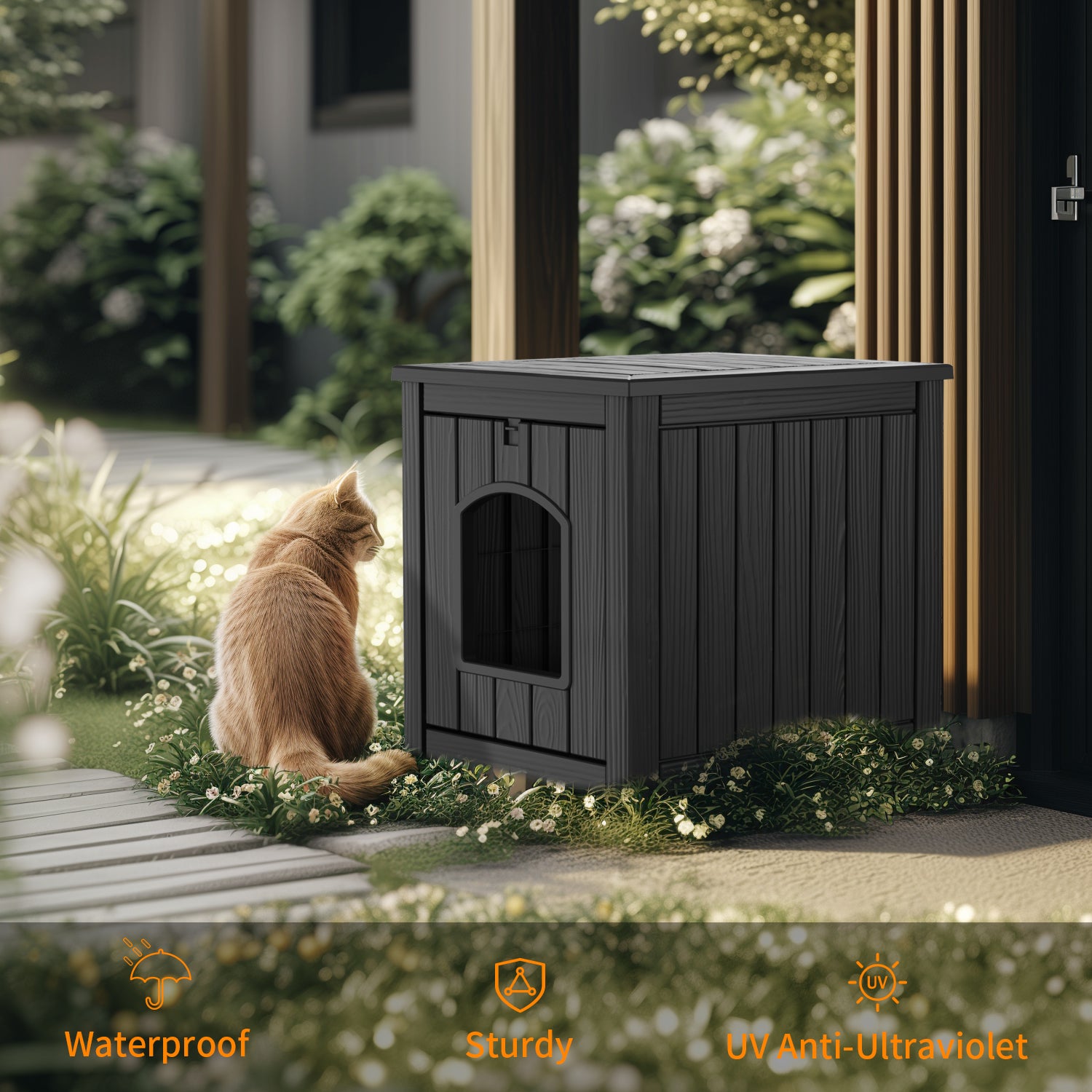 Cat Litter Box Furniture,Cat Washroom Litter Box Enclosure,Wooden Cat House Nightstand End Table,Indoor Cat Furniture Cabinet Pet Crate Black