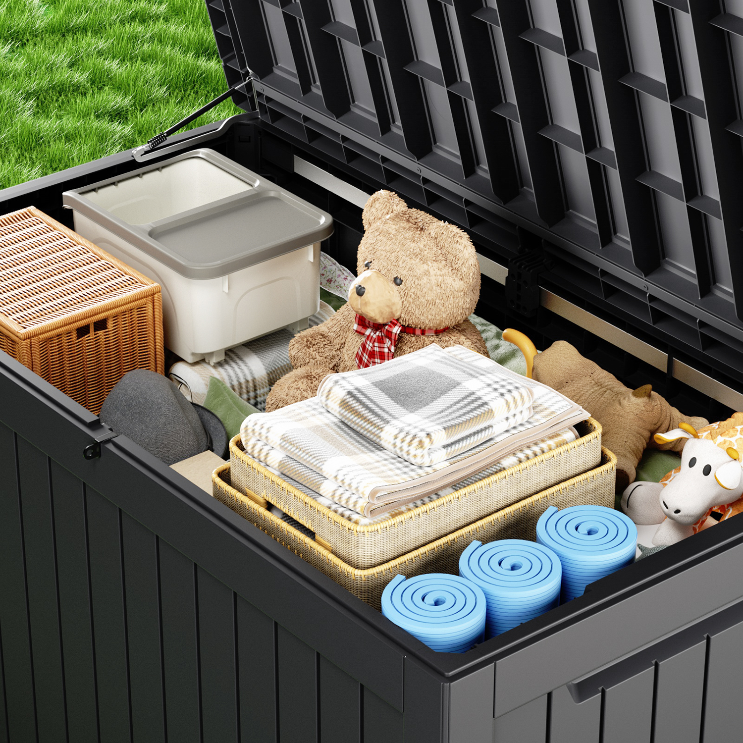 230 Gallon recyclable eco-friendly resin material storage Deck Box