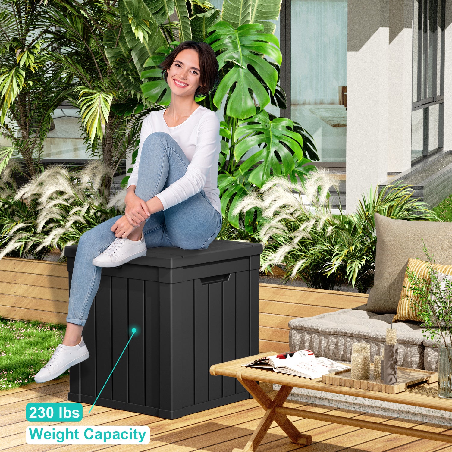 50 Gallon recyclable eco-friendly resin material storage Deck Box