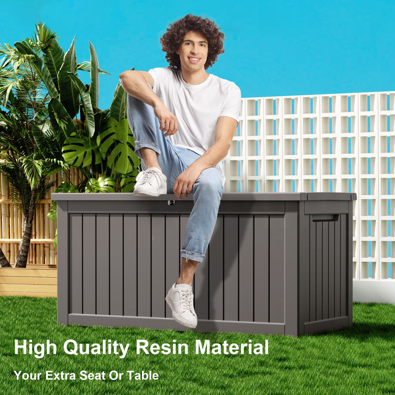 230 Gallon recyclable eco-friendly resin material storage Deck Box