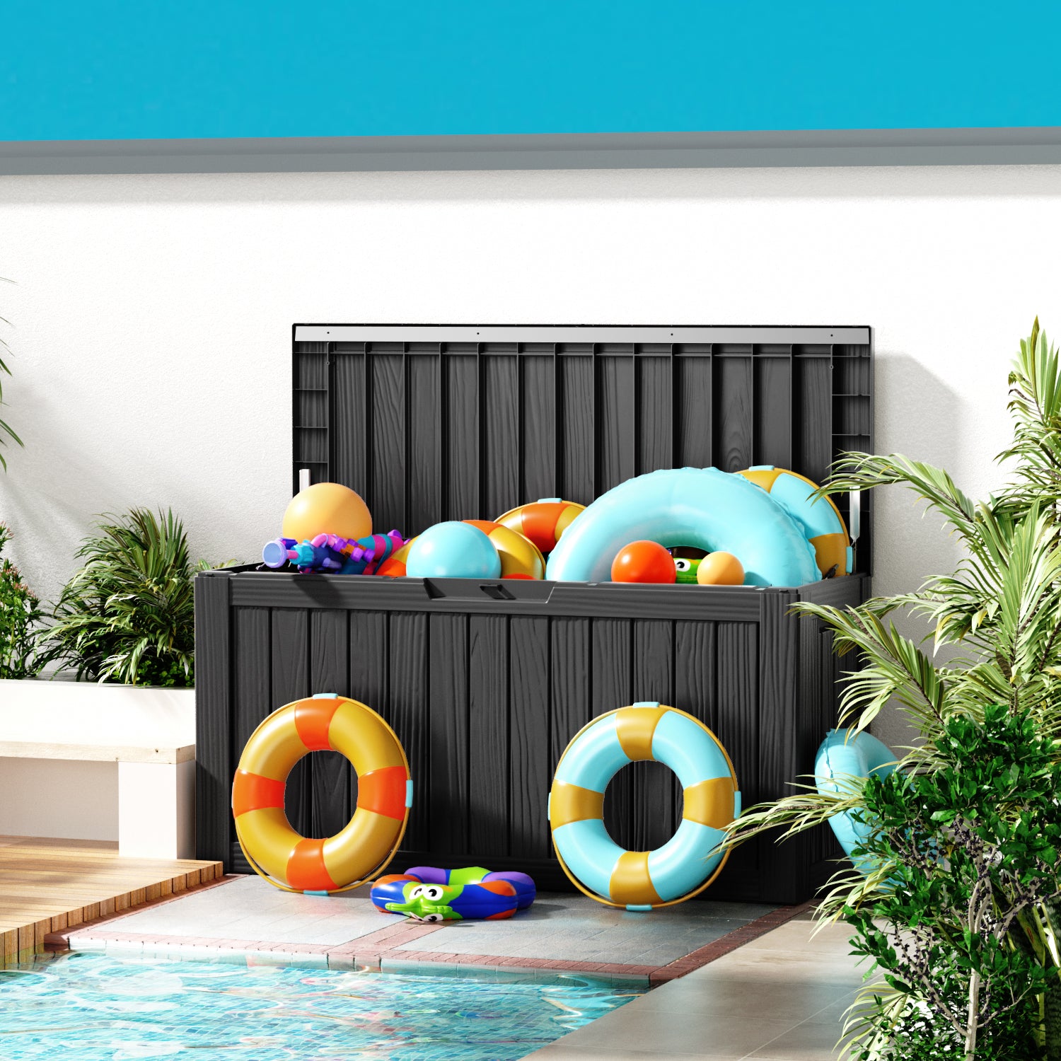 80 Gallon recyclable eco-friendly resin material storage Deck Box