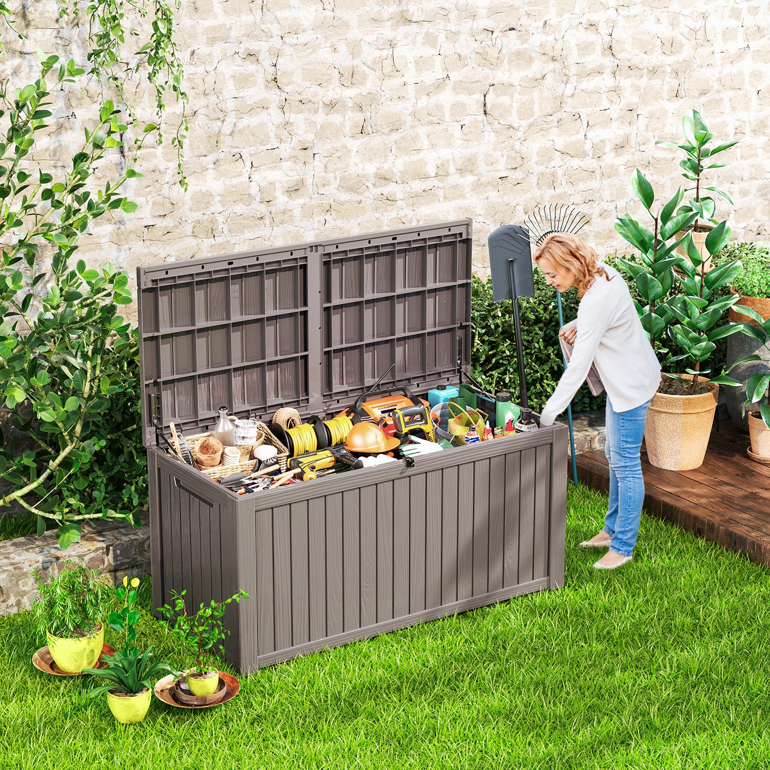 180 Gallon recyclable eco-friendly resin material storage Deck Box