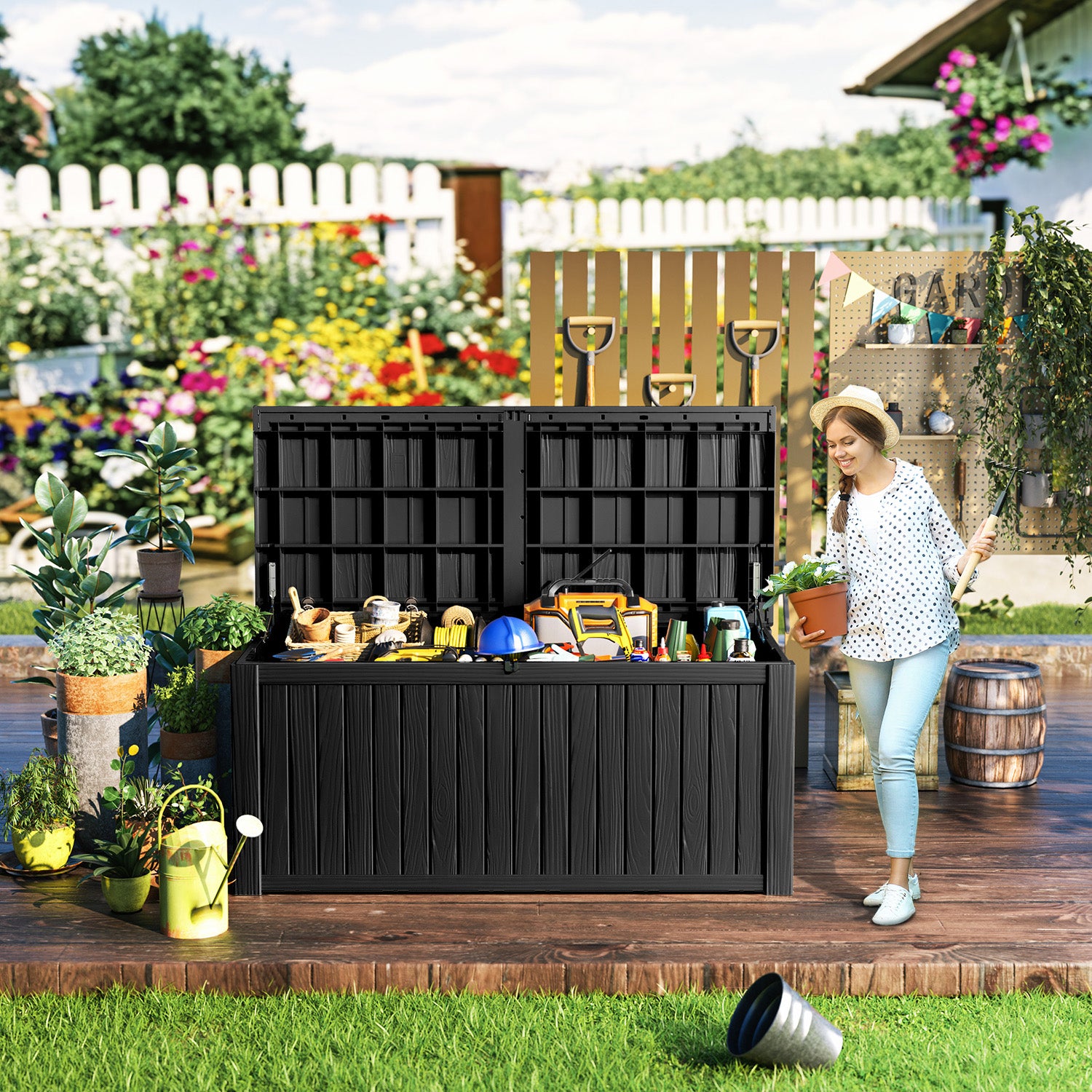 180 Gallon recyclable eco-friendly resin material storage Deck Box