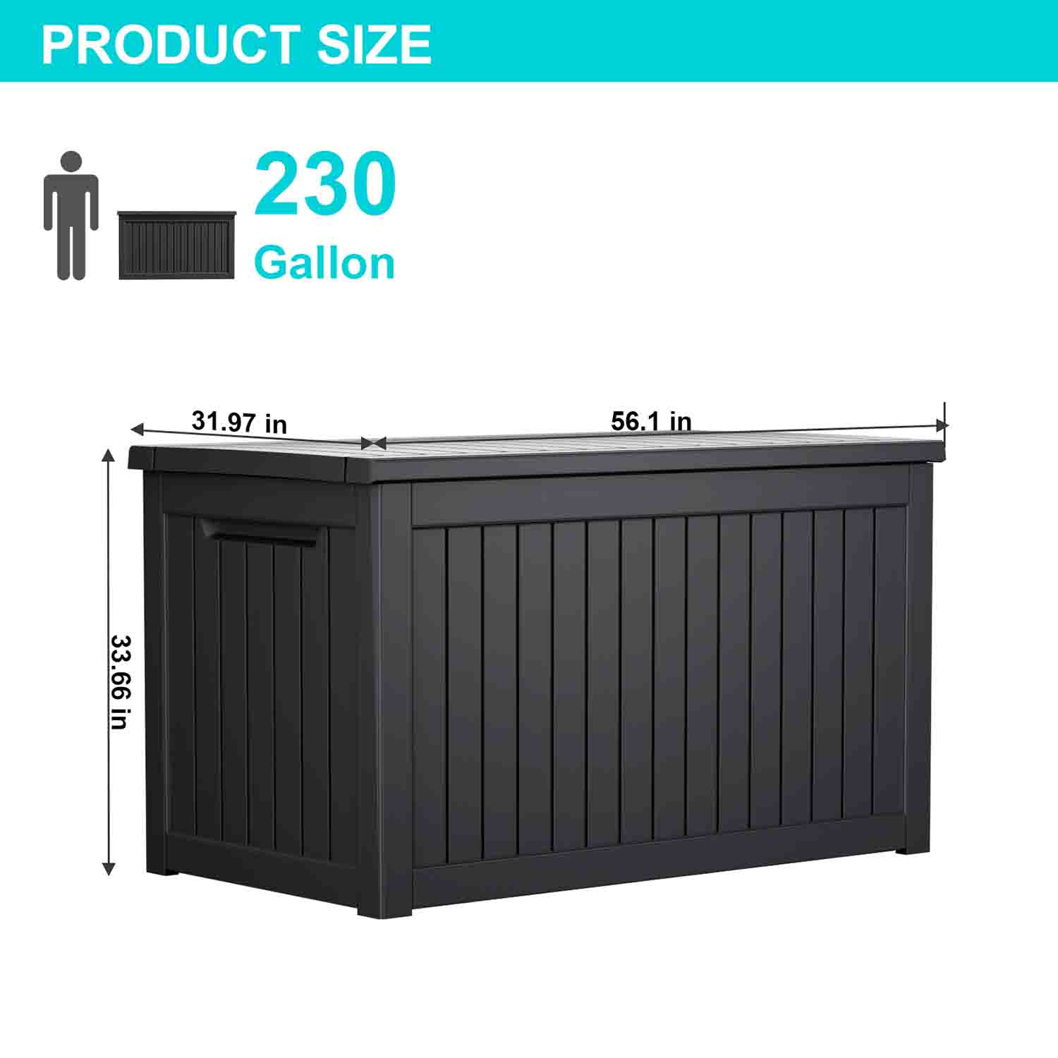 230 Gallon recyclable eco-friendly resin material storage Deck Box