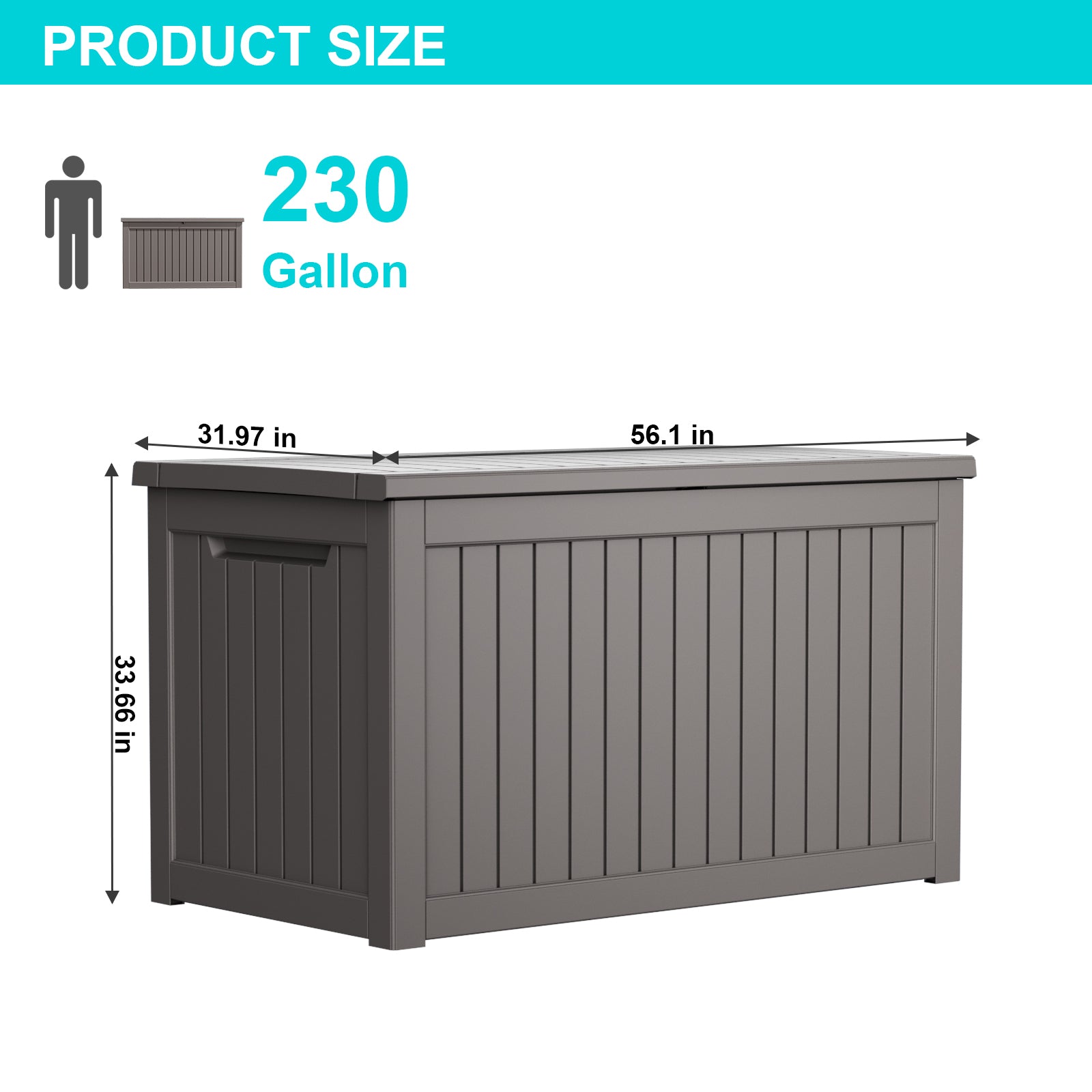 230 Gallon recyclable eco-friendly resin material storage Deck Box