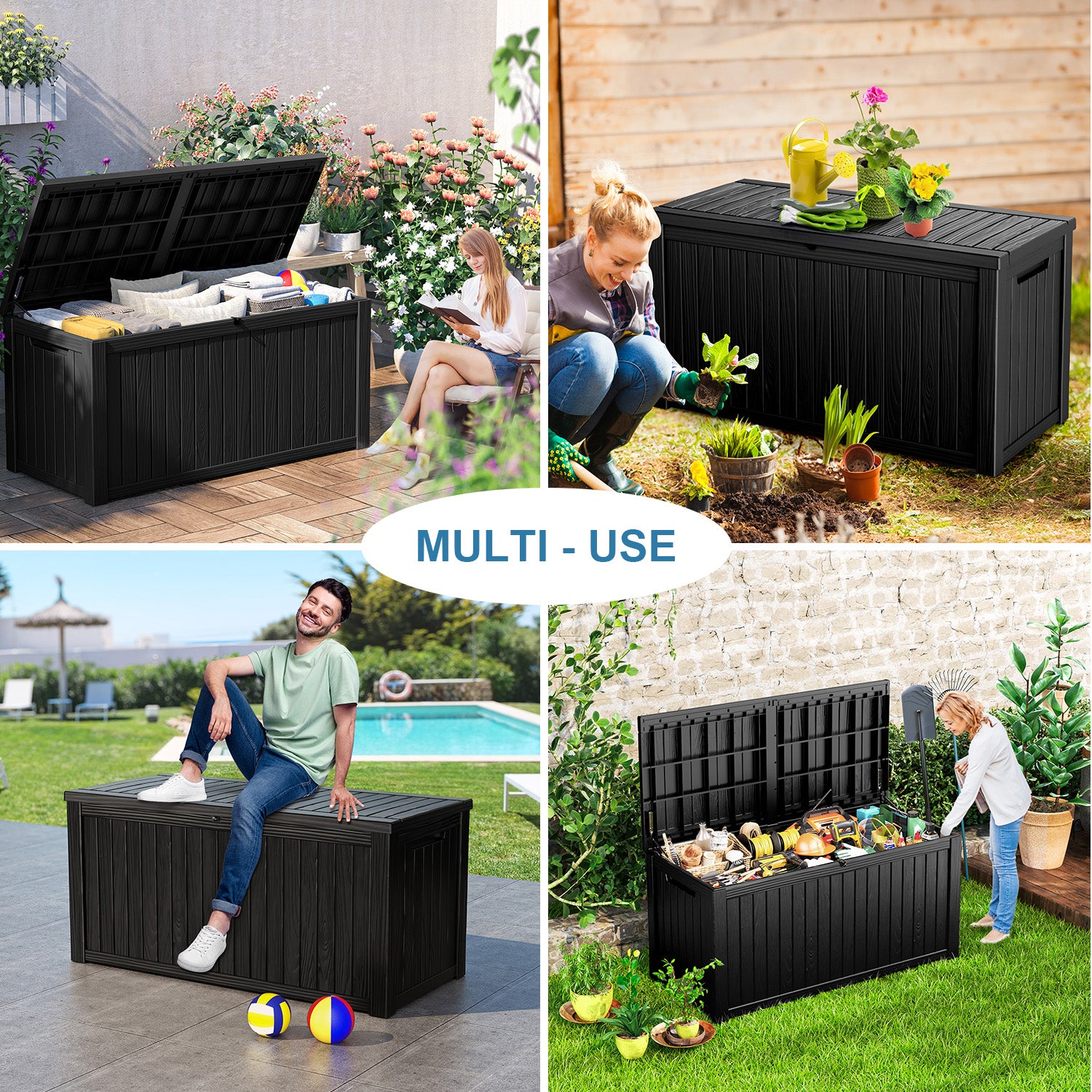 180 Gallon recyclable eco-friendly resin material storage Deck Box