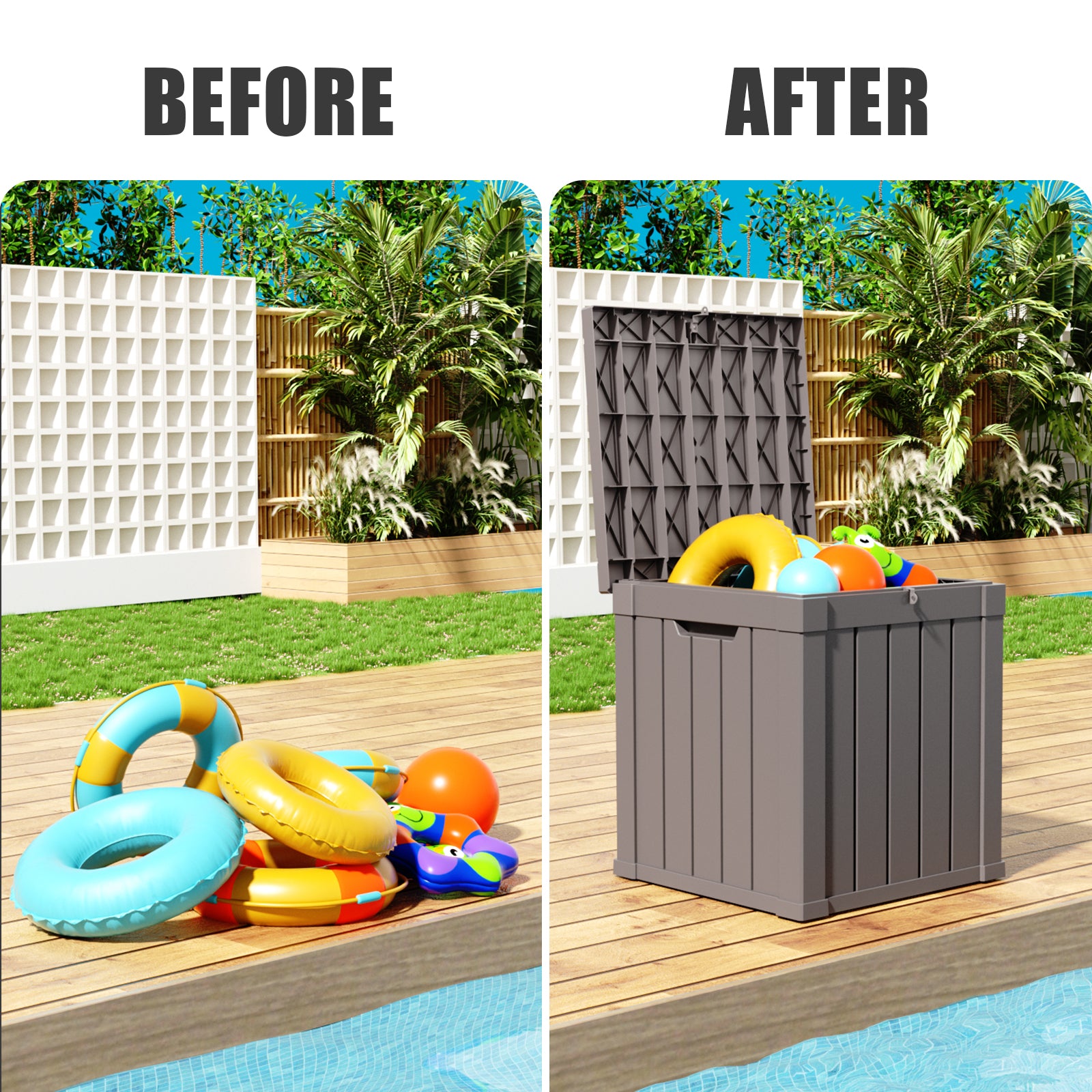 50 Gallon recyclable eco-friendly resin material storage Deck Box