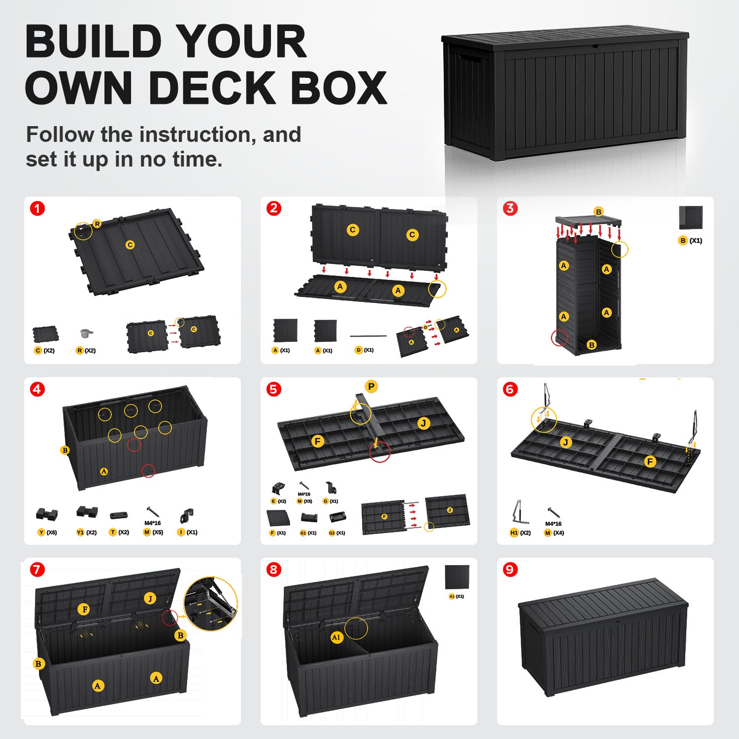 180 Gallon recyclable eco-friendly resin material storage Deck Box