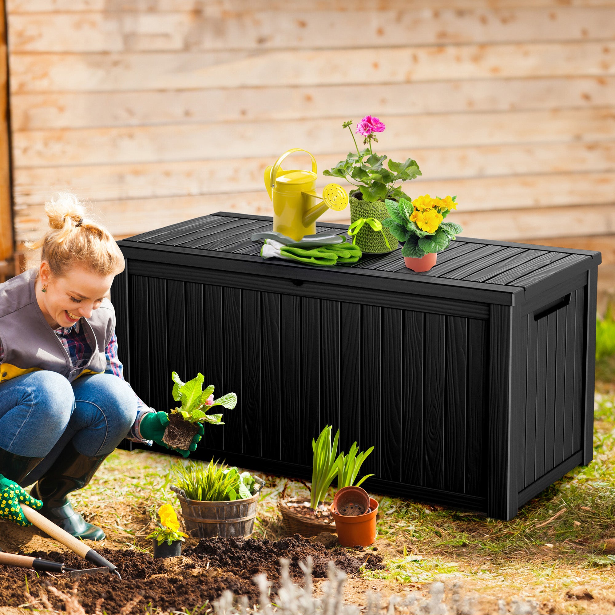 180 Gallon recyclable eco-friendly resin material storage Deck Box