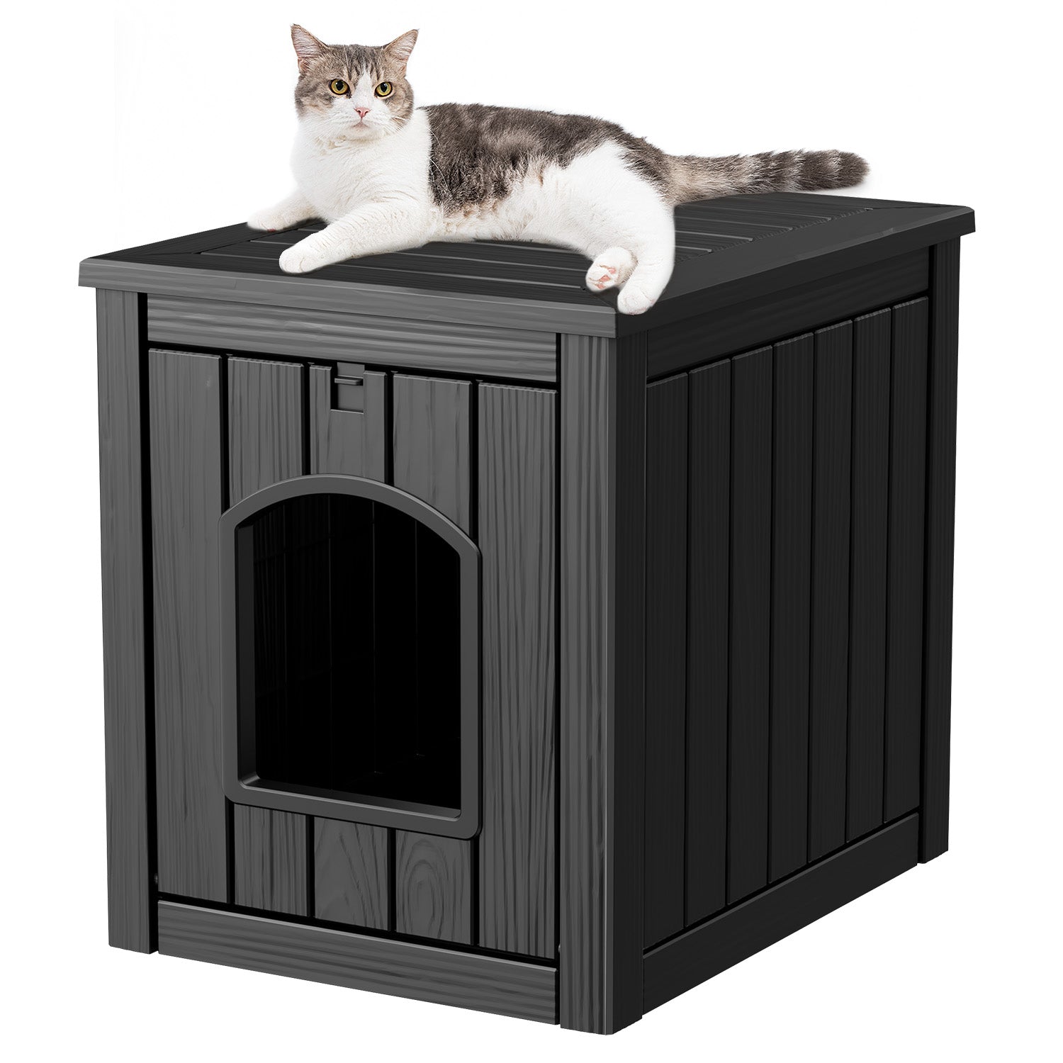 Cat Litter Box Furniture,Cat Washroom Litter Box Enclosure,Wooden Cat House Nightstand End Table,Indoor Cat Furniture Cabinet Pet Crate Black