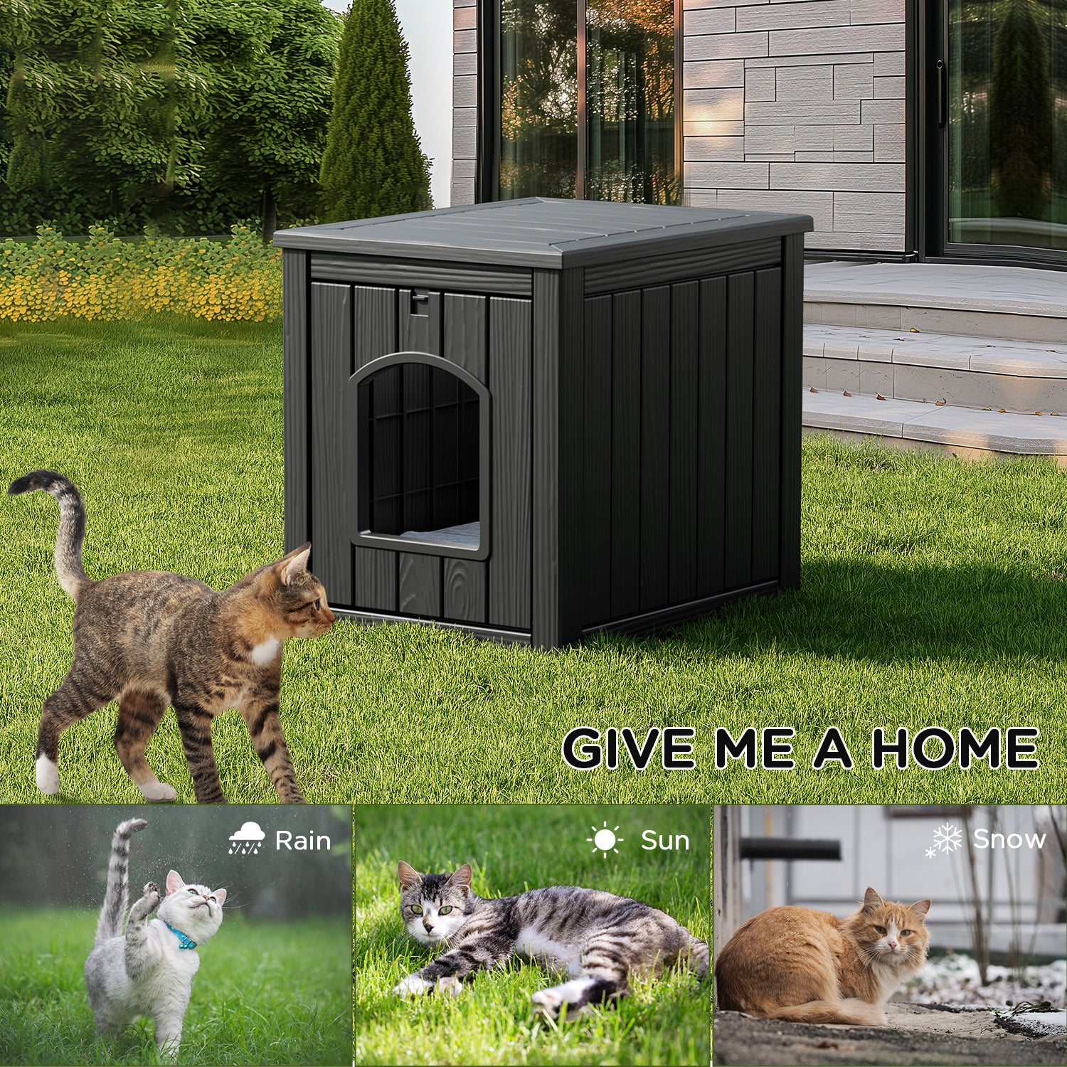 Cat Litter Box Furniture,Cat Washroom Litter Box Enclosure,Wooden Cat House Nightstand End Table,Indoor Cat Furniture Cabinet Pet Crate Black