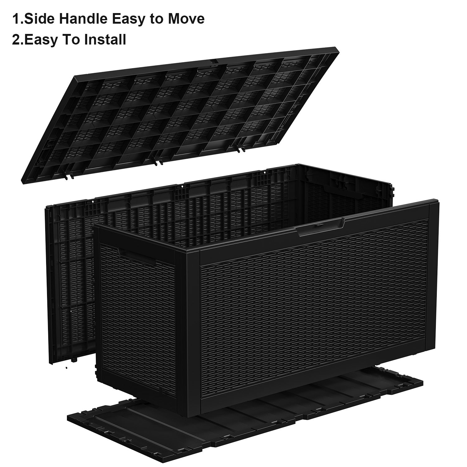 100 gallon recyclable eco-friendly resin + rattan material storage Deck Box