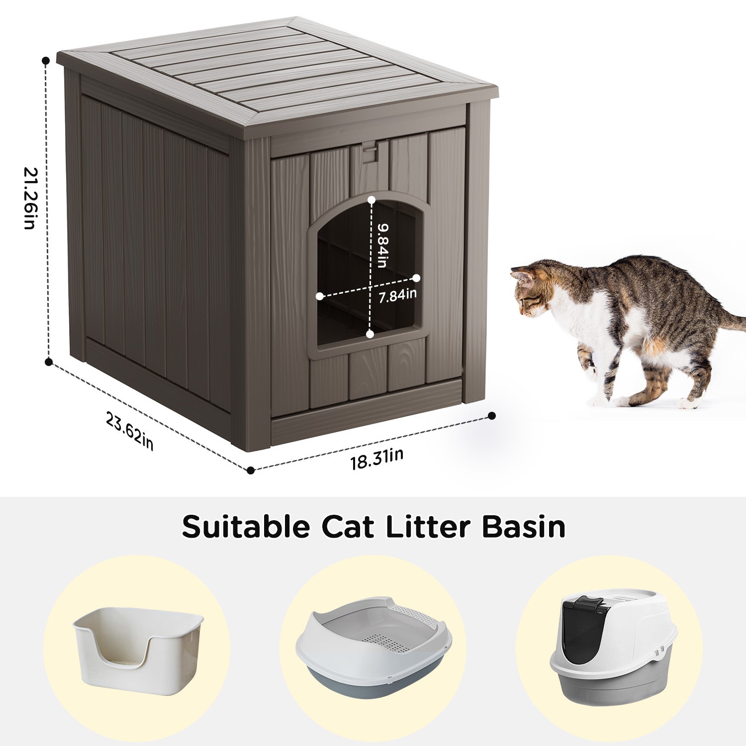 Cat Litter Box Furniture,Cat Washroom Litter Box Enclosure,Wooden Cat House Nightstand End Table,Indoor Cat Furniture Cabinet Pet Crate Black