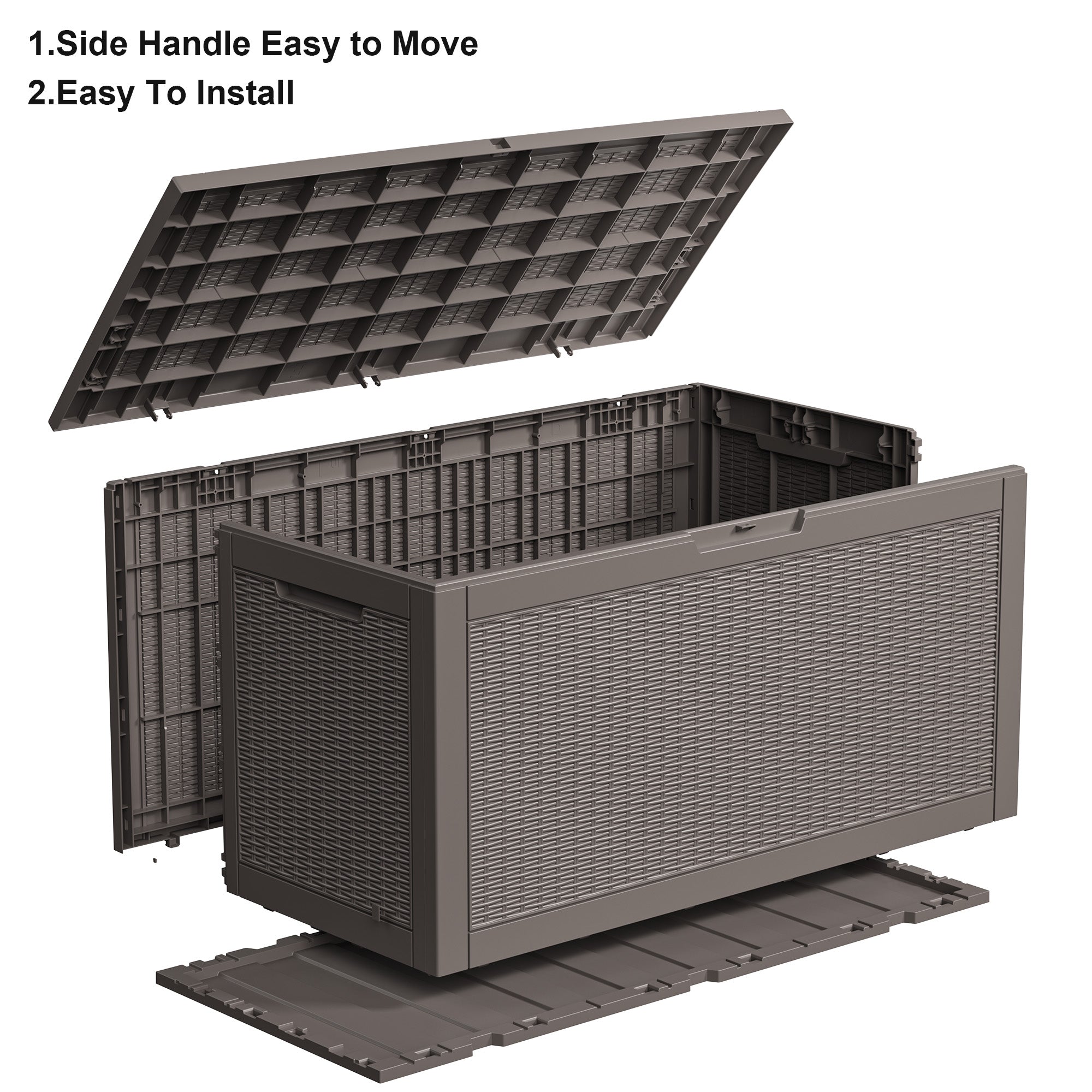 100 gallon recyclable eco-friendly resin + rattan material storage Deck Box