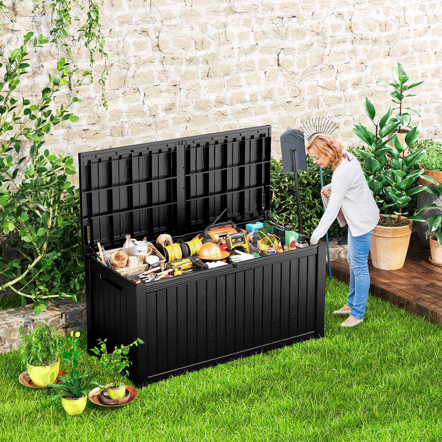 180 Gallon recyclable eco-friendly resin material storage Deck Box