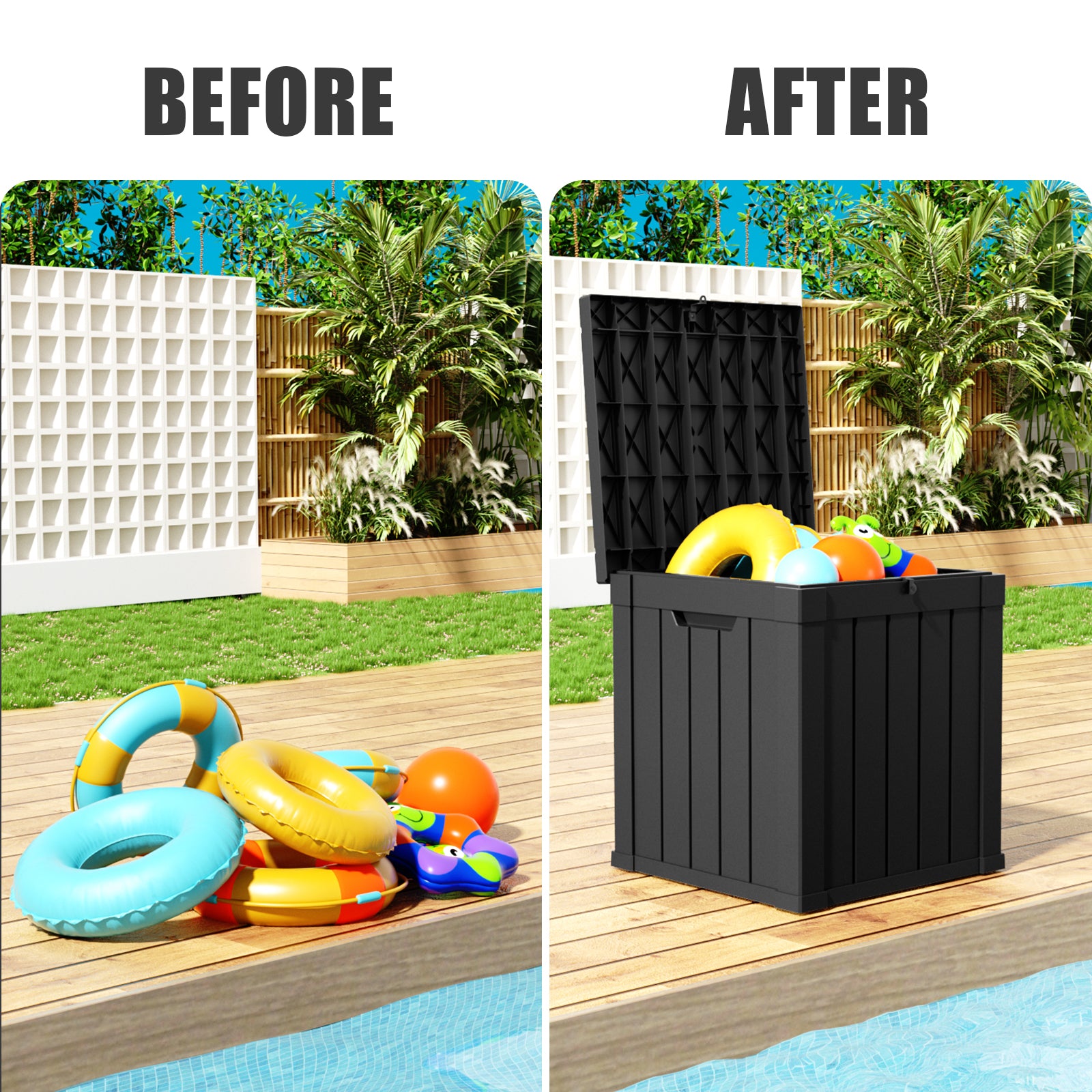 50 Gallon recyclable eco-friendly resin material storage Deck Box